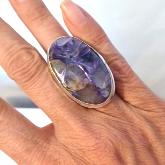 Charoite,925 sterling silver ring! Handmade!  Sz.6 - Picture 5 of 7